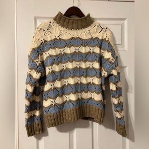 “ See By You Seen By ME “Cream & Blue sweater